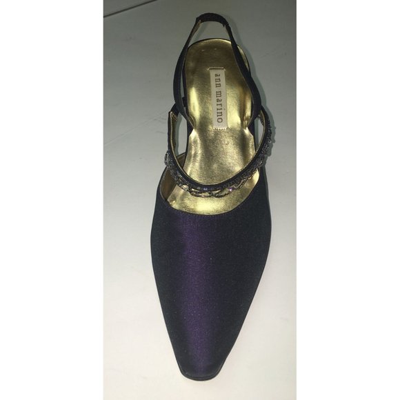 ann marino Heels Black Satin Pumps Size 9M Slight - Picture 7 of 12